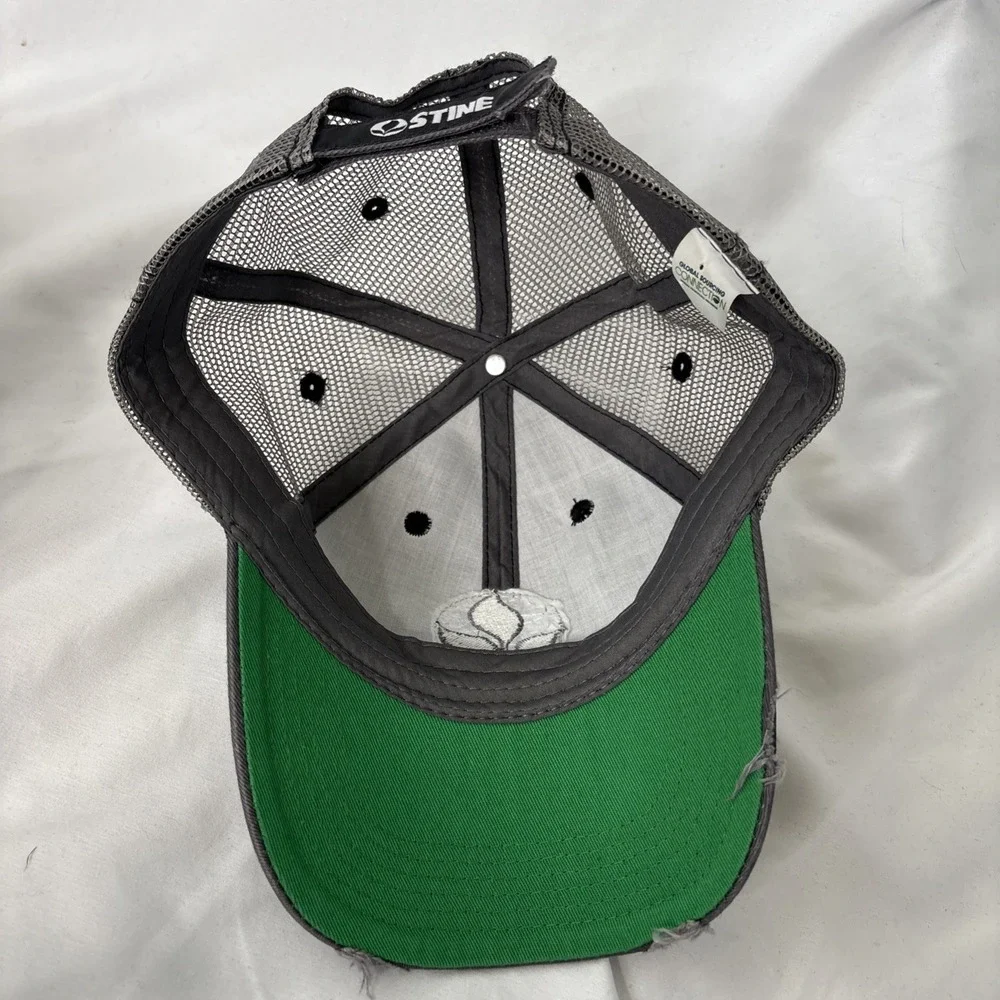 Stine‎ Has Yield Logo Trucker Hat Cap Gray Mesh Hook & Loop Distressed OS